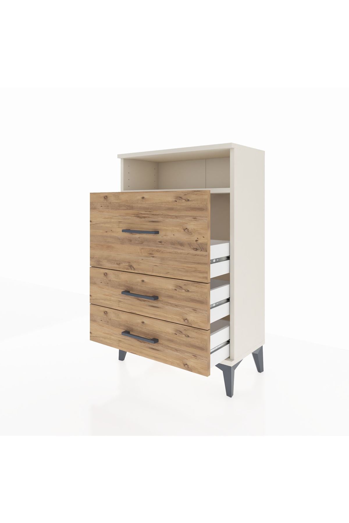 Arges Komodin Tek Raflı 3 Çekmeceli 60x30x96 - S14M016V3A