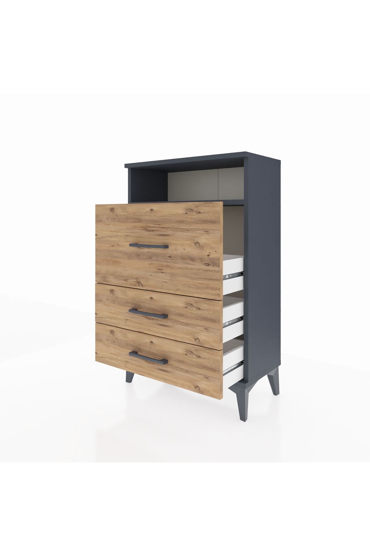 Arges Komodin Tek Raflı 3 Çekmeceli 60x30x96 - S14M016V6A