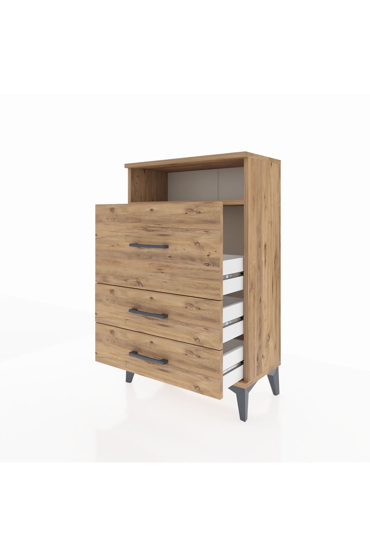 Arges Komodin Tek Raflı 3 Çekmeceli 60x30x96 - S14M016V9A