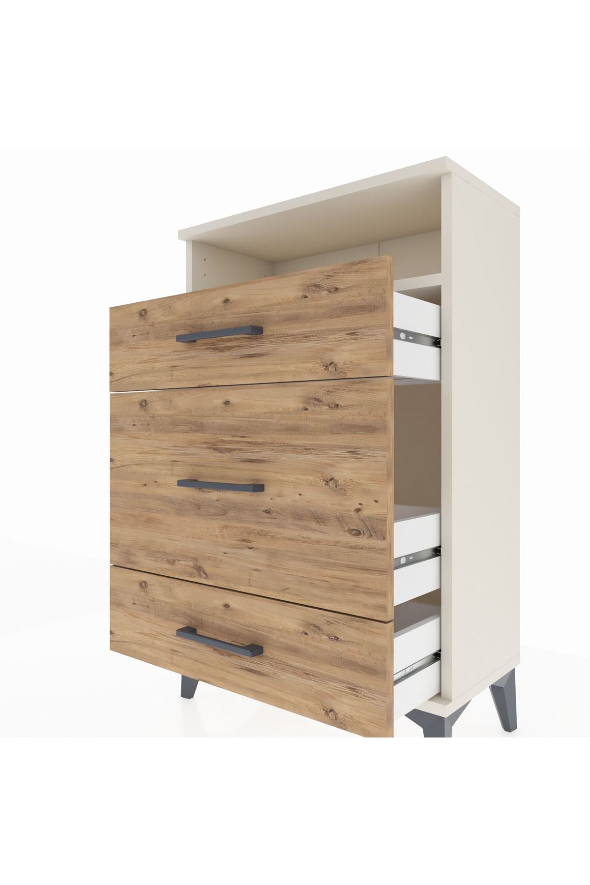 Arges Komodin Tek Raflı 3 Çekmeceli 60x30x96 - S14M018V3A