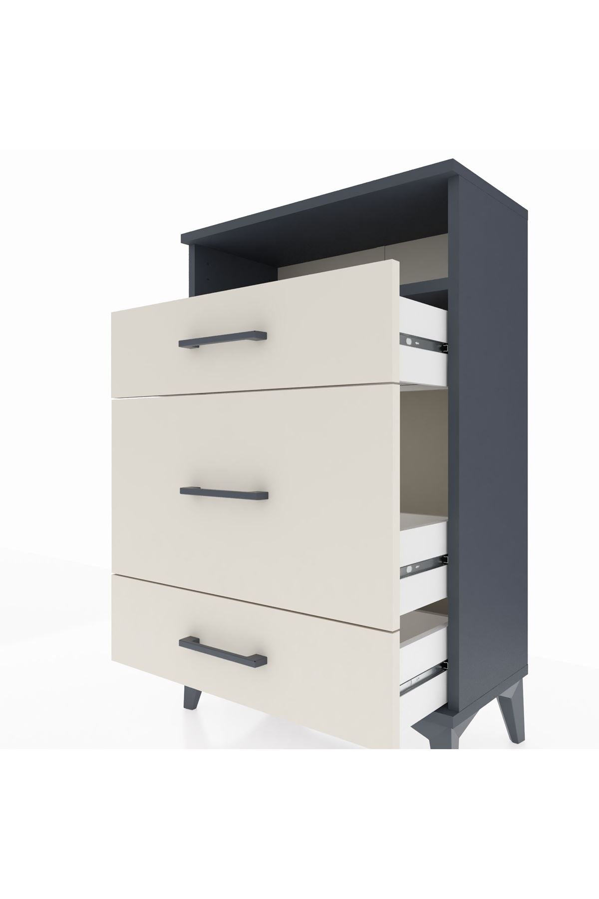 Arges Komodin Tek Raflı 3 Çekmeceli 60x30x96 - S14M018V4A