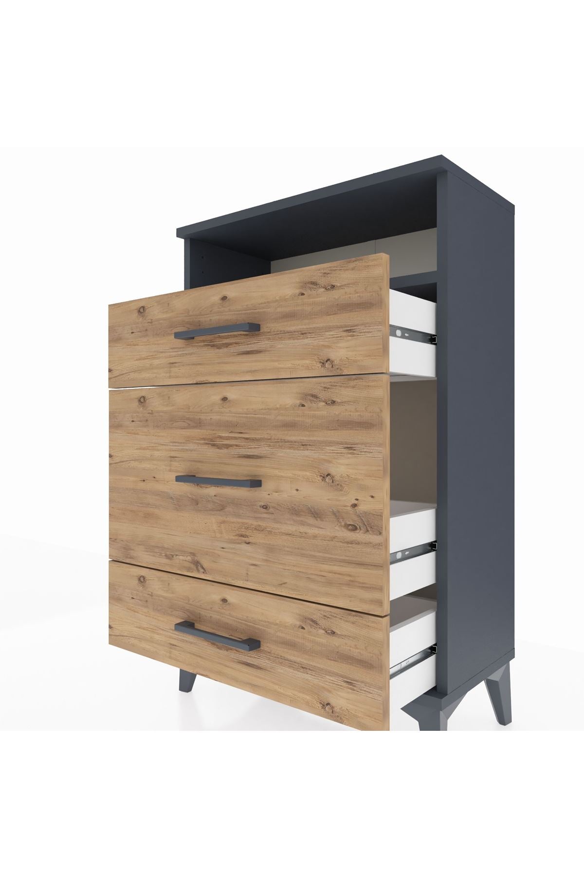 Arges Komodin Tek Raflı 3 Çekmeceli 60x30x96 - S14M018V6A