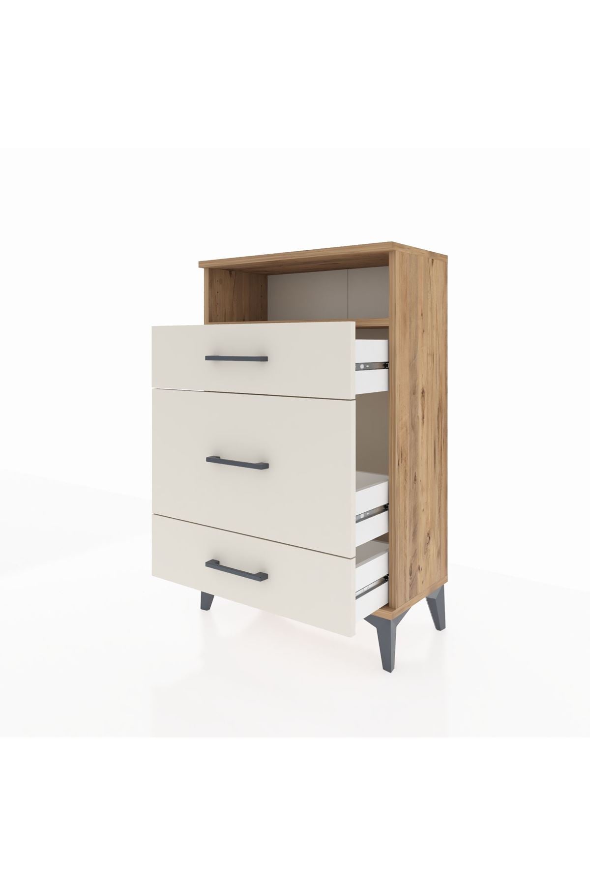 Arges Komodin Tek Raflı 3 Çekmeceli 60x30x96 - S14M018V7A