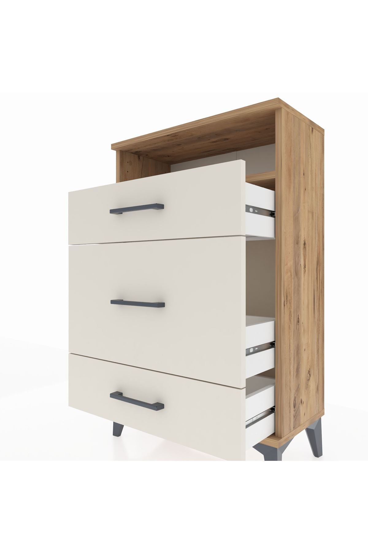 Arges Komodin Tek Raflı 3 Çekmeceli 60x30x96 - S14M018V7A