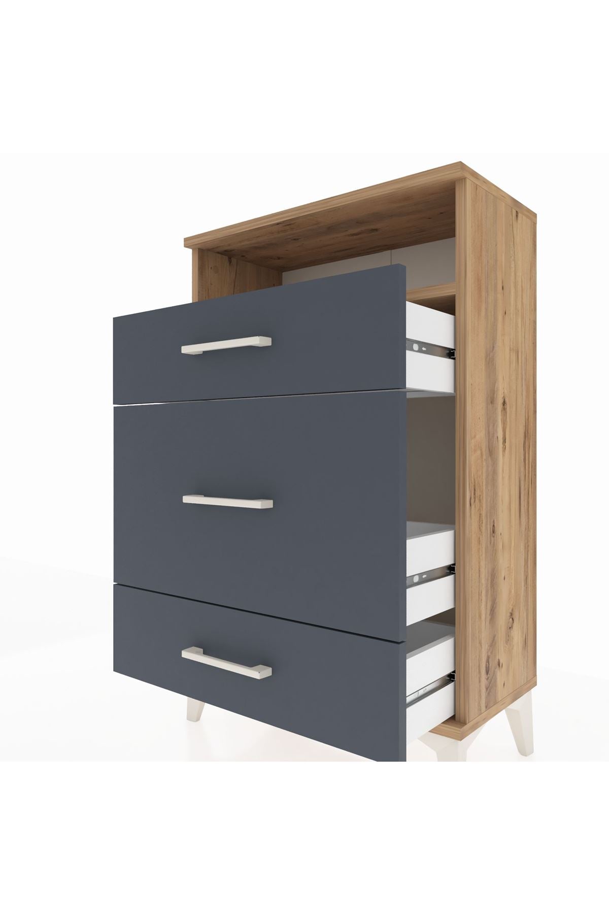 Arges Komodin Tek Raflı 3 Çekmeceli 60x30x96 - S14M018V8A