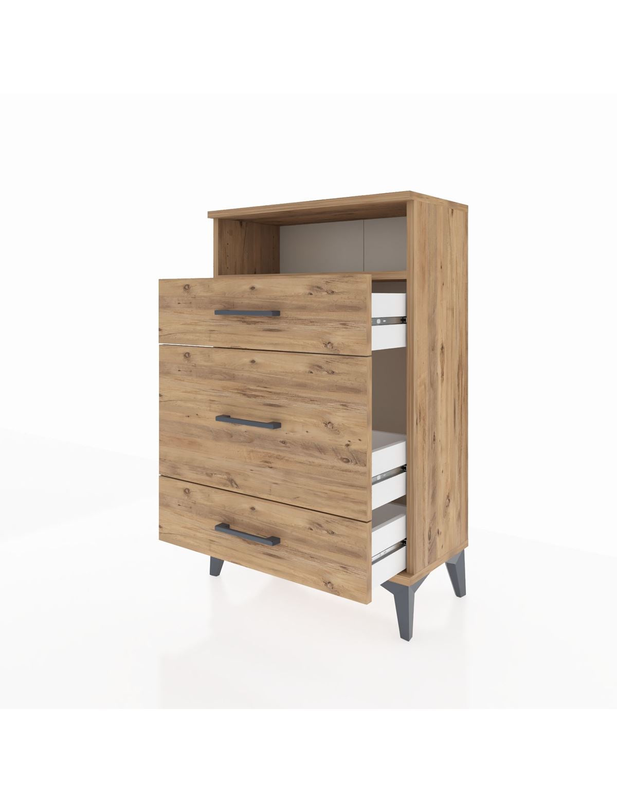 Arges Komodin Tek Raflı 3 Çekmeceli 60x30x96 - S14M018V9A