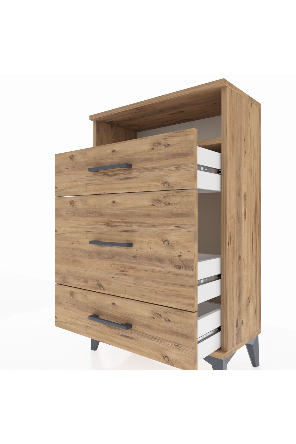 Arges Komodin Tek Raflı 3 Çekmeceli 60x30x96 - S14M018V9A