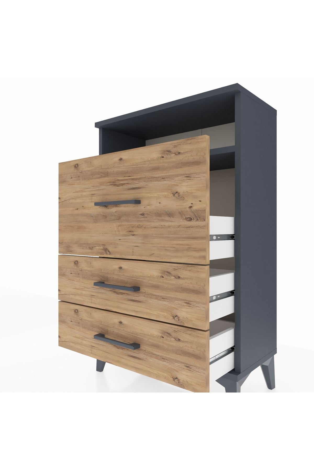 Arges Komodin Tek Raflı 3 Çekmeceli 60x30x96 - S14M019V6A