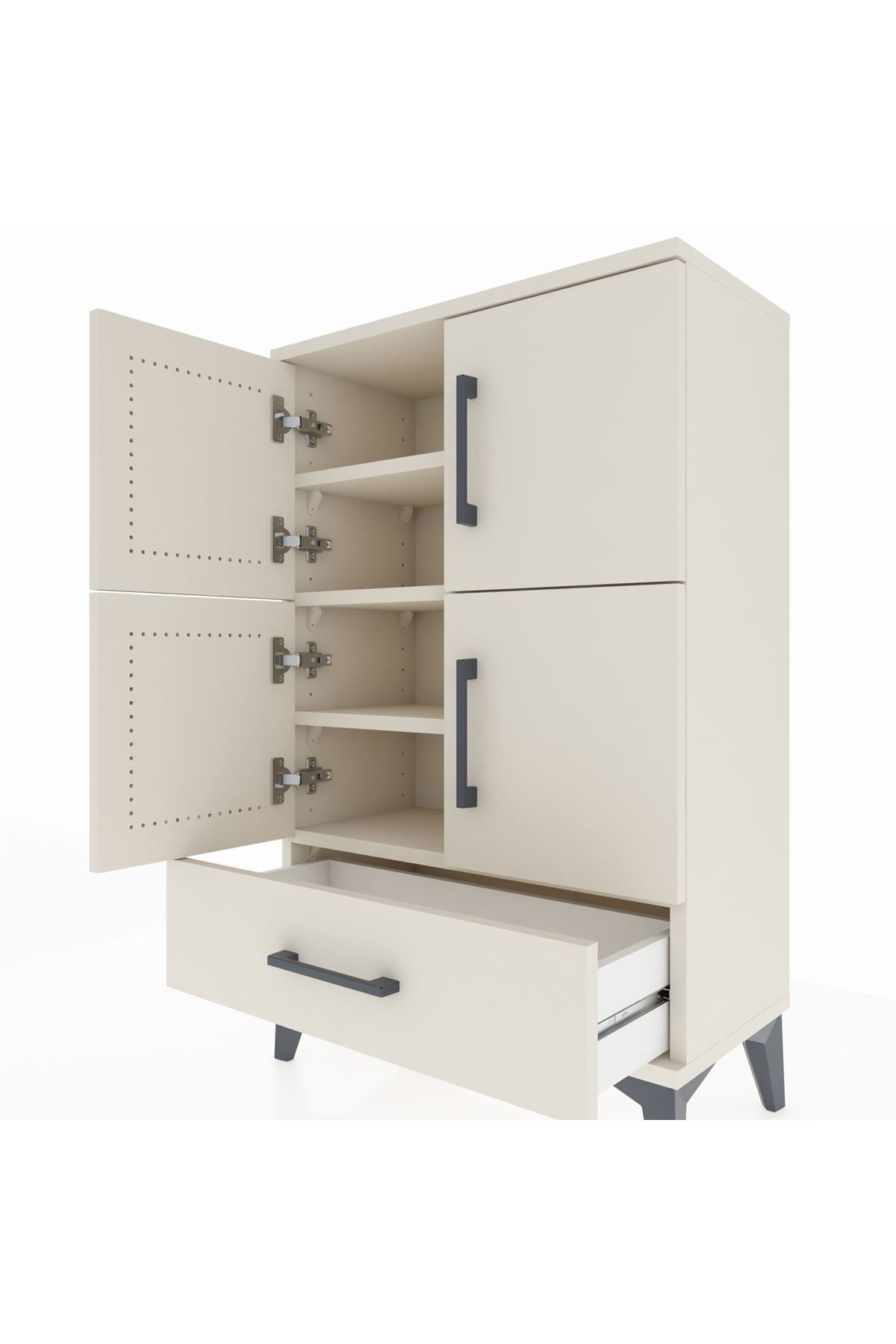 Arges Komodin 4 Raflı Tek Çekmeceli 4 Kapaklı 60x30x96 - S14M020V1A