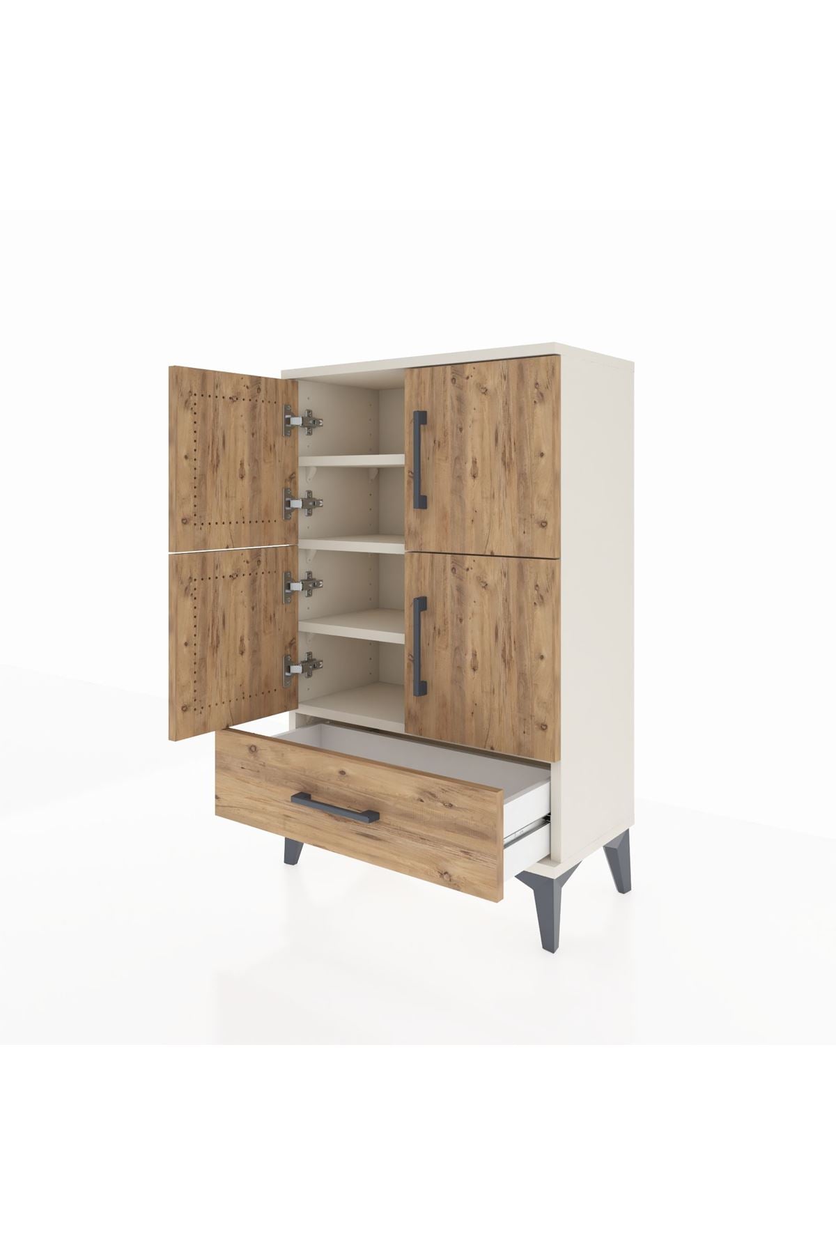 Arges Komodin 4 Raflı Tek Çekmeceli 4 Kapaklı 60x30x96 - S14M020V3A