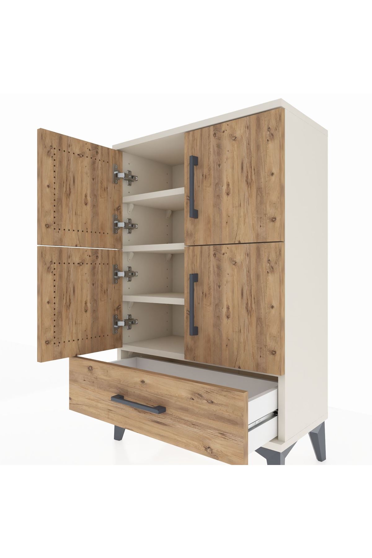 Arges Komodin 4 Raflı Tek Çekmeceli 4 Kapaklı 60x30x96 - S14M020V3A