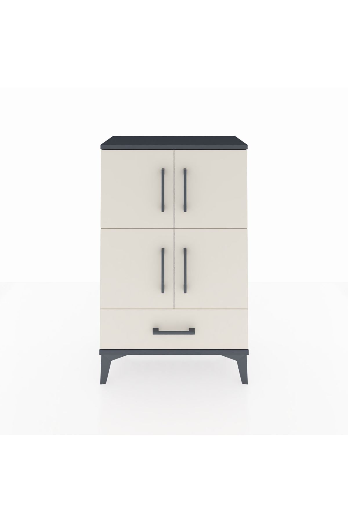 Arges Komodin 4 Raflı Tek Çekmeceli 4 Kapaklı 60x30x96 - S14M020V4A