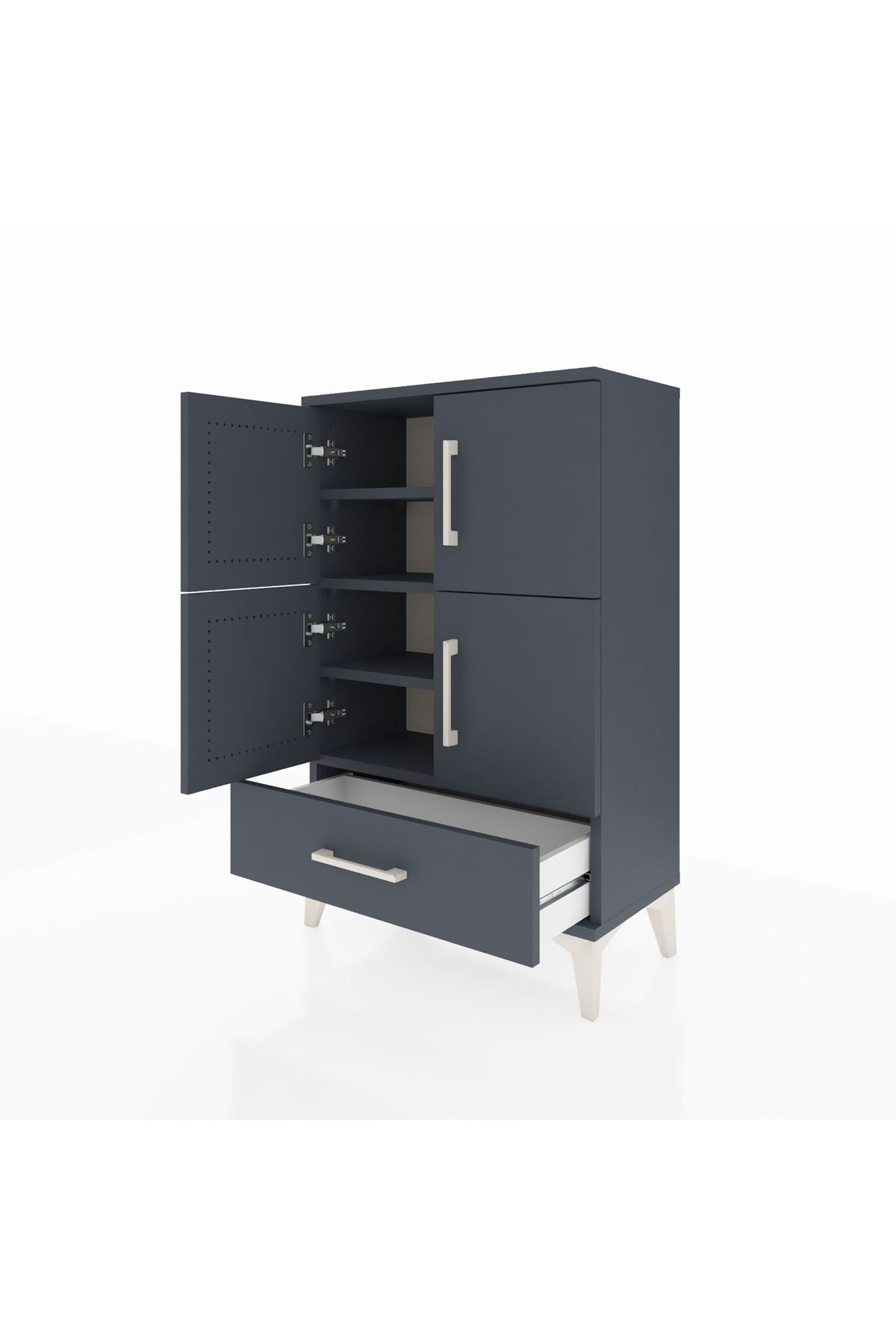 Arges Komodin 4 Raflı Tek Çekmeceli 4 Kapaklı 60x30x96 - S14M020V5A