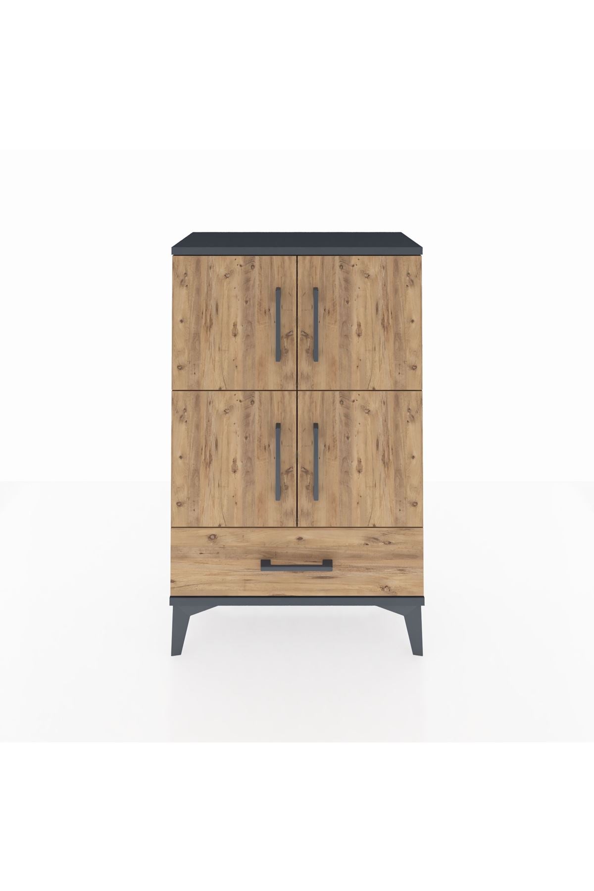 Arges Komodin 4 Raflı Tek Çekmeceli 4 Kapaklı 60x30x96 - S14M020V6A