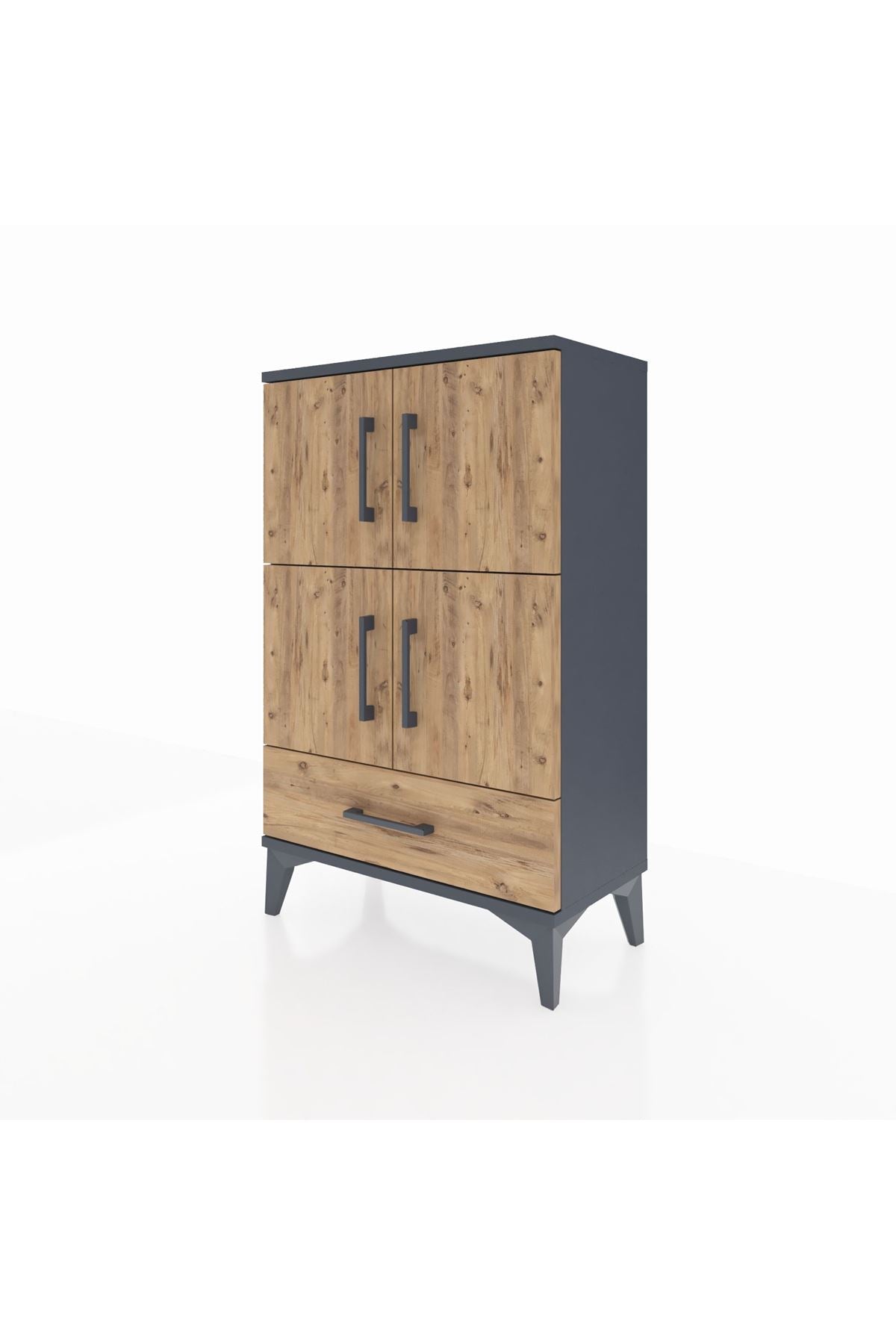 Arges Komodin 4 Raflı Tek Çekmeceli 4 Kapaklı 60x30x96 - S14M020V6A