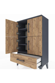 Arges Komodin 4 Raflı Tek Çekmeceli 4 Kapaklı 60x30x96 - S14M020V6A