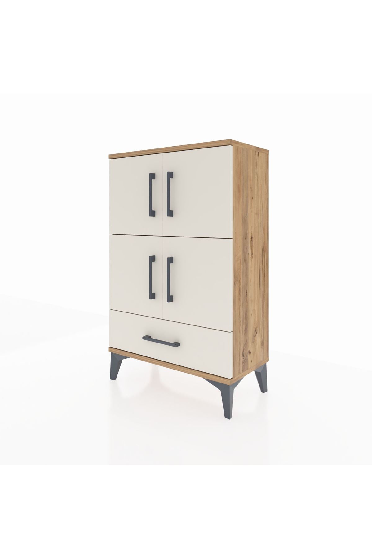 Arges Komodin 4 Raflı Tek Çekmeceli 4 Kapaklı 60x30x96 - S14M020V7A