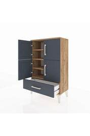 Arges Komodin 4 Raflı Tek Çekmeceli 4 Kapaklı 60x30x96 - S14M020V8A