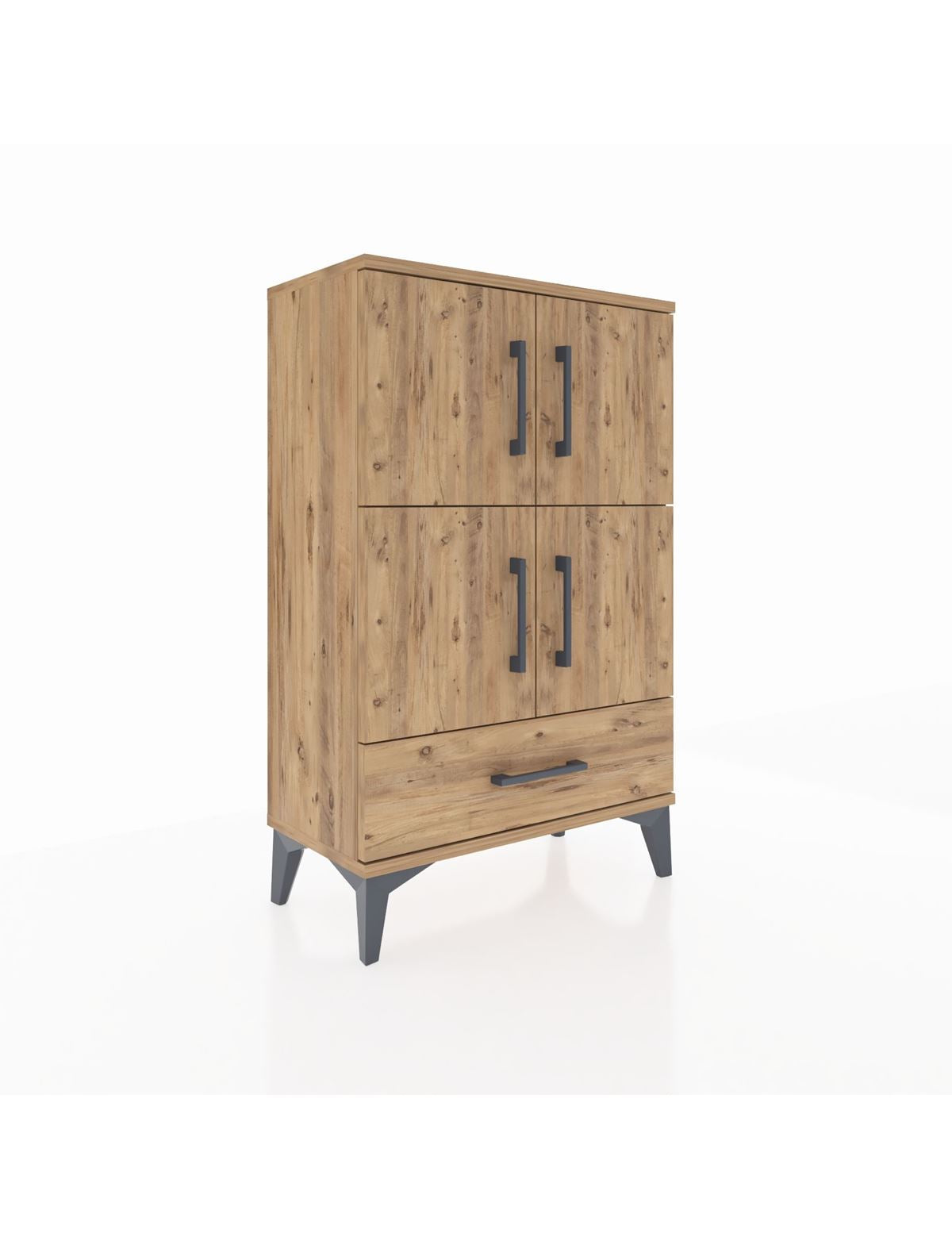 Arges Komodin 4 Raflı Tek Çekmeceli 4 Kapaklı 60x30x96 - S14M020V9A