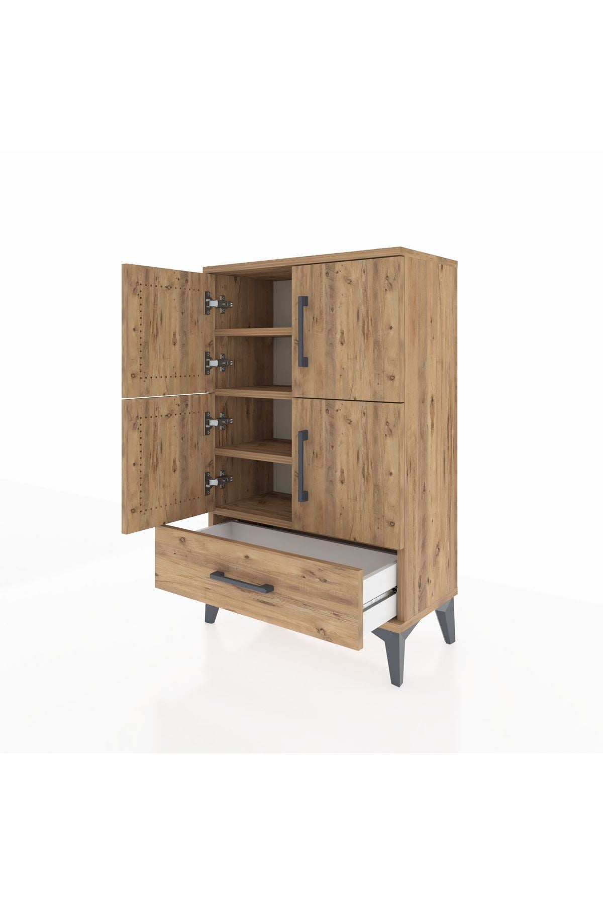 Arges Komodin 4 Raflı Tek Çekmeceli 4 Kapaklı 60x30x96 - S14M020V9A