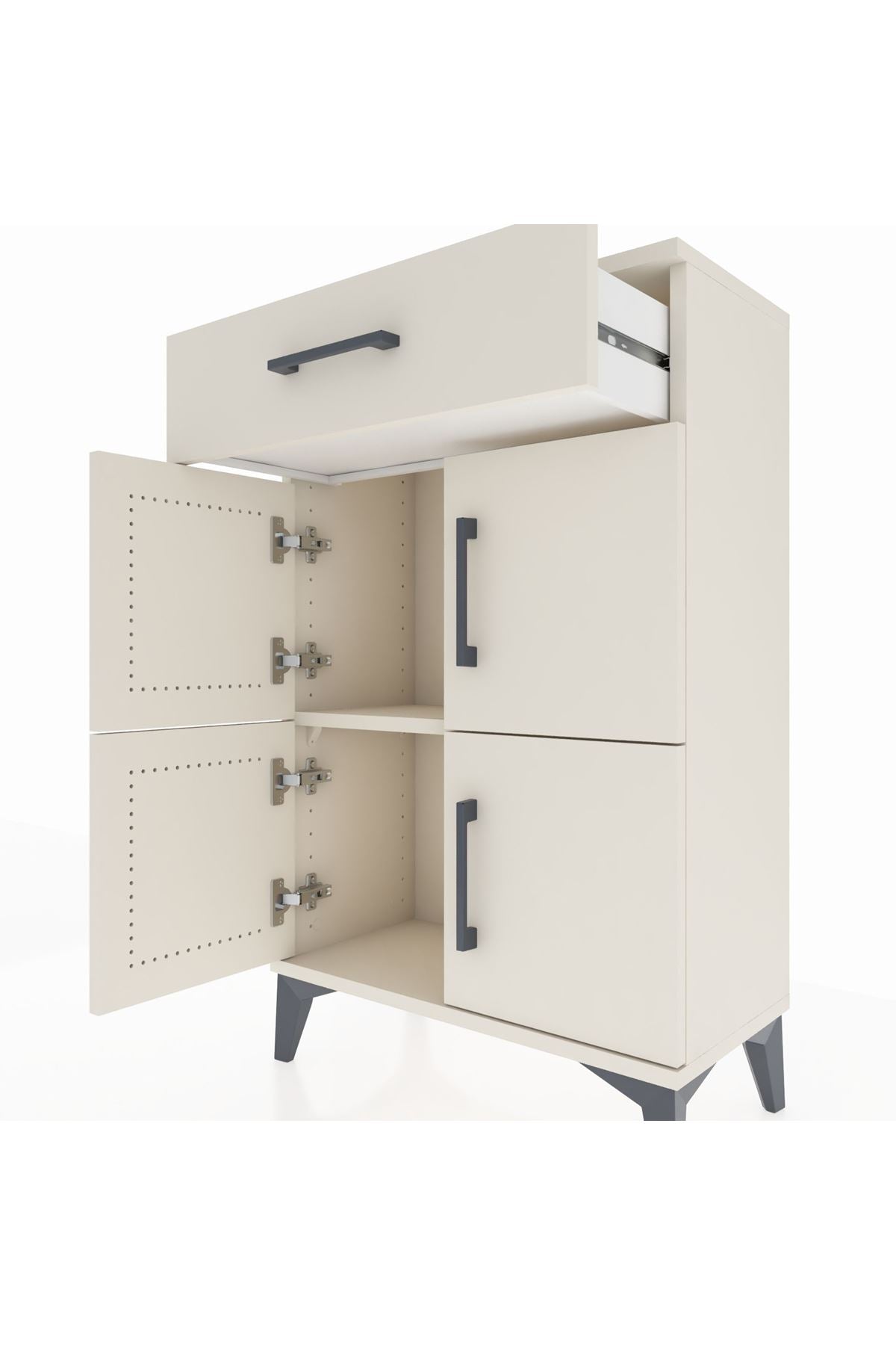 Arges Komodin Tek Raflı Tek Çekmeceli 4 Kapaklı 60x30x96 - S14M021V1A
