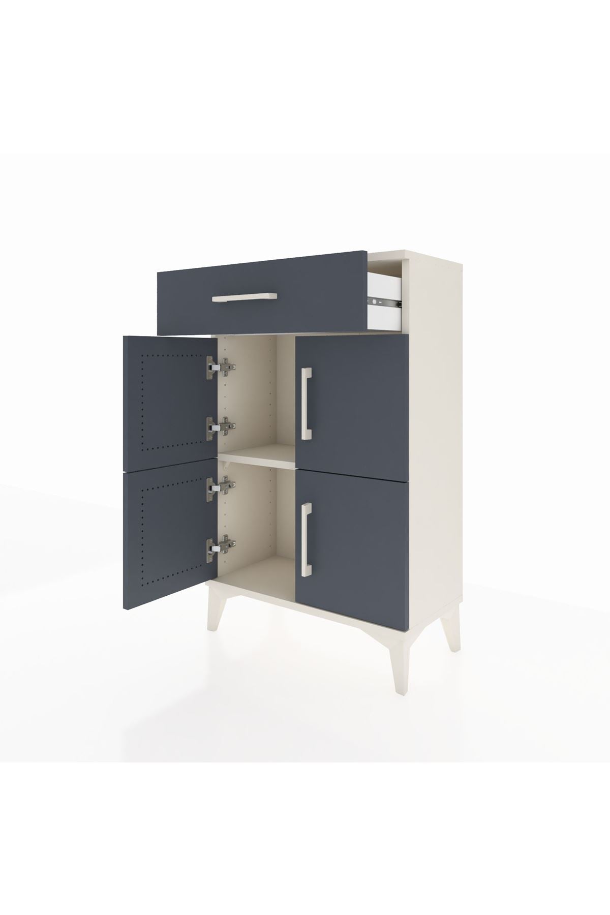 Arges Komodin Tek Raflı Tek Çekmeceli 4 Kapaklı 60x30x96 - S14M021V2A