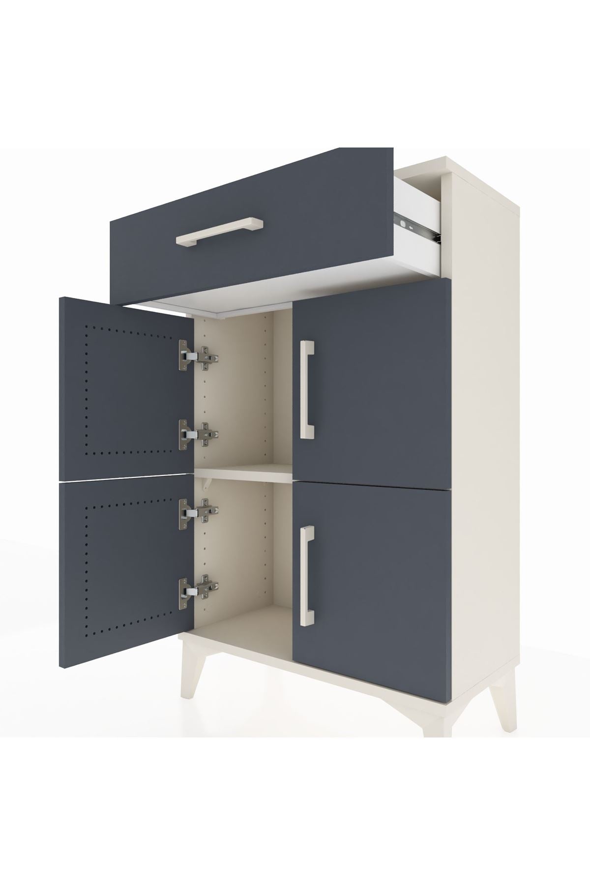 Arges Komodin Tek Raflı Tek Çekmeceli 4 Kapaklı 60x30x96 - S14M021V2A