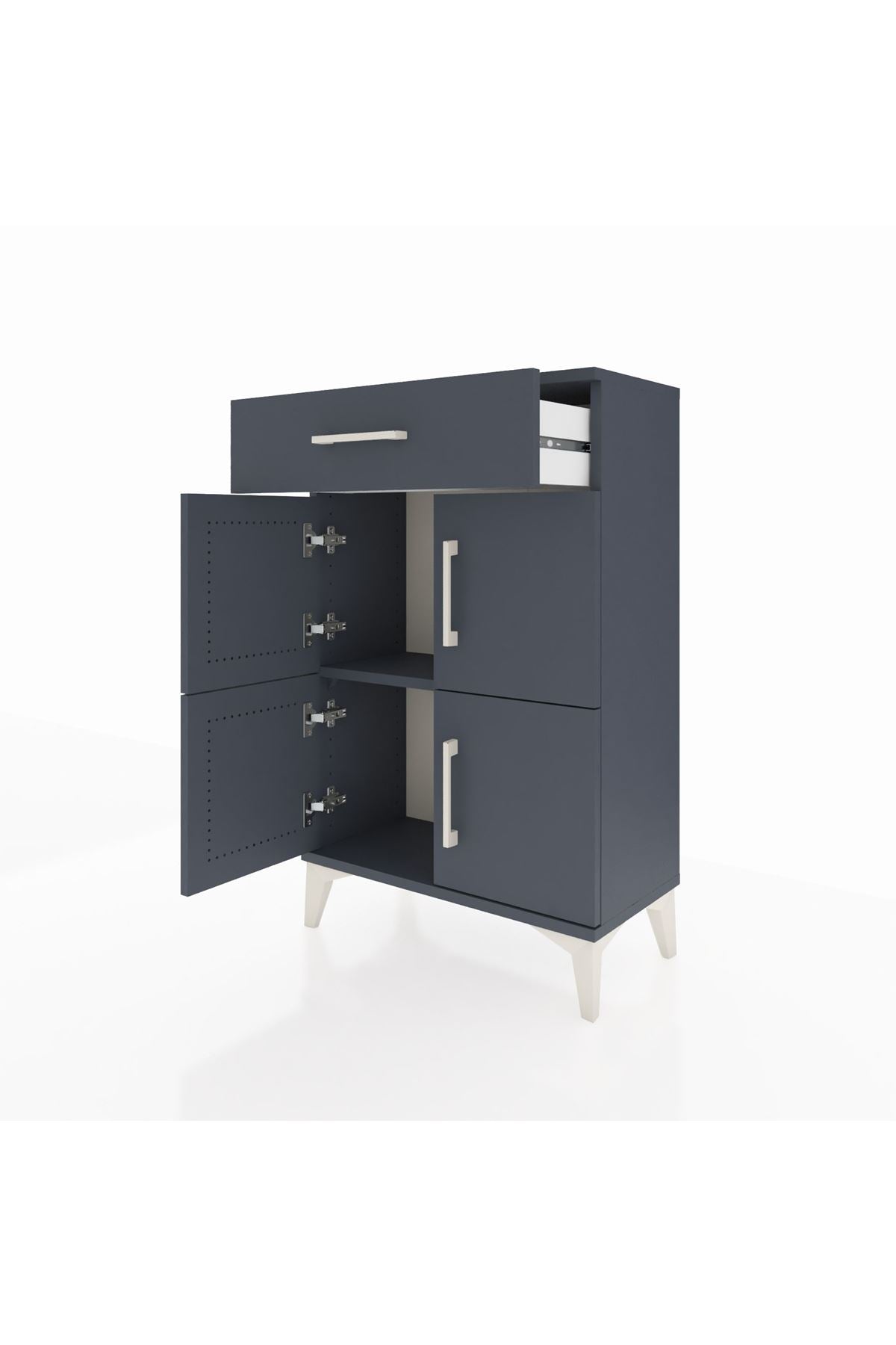 Arges Komodin Tek Raflı Tek Çekmeceli 4 Kapaklı 60x30x96 - S14M021V5A