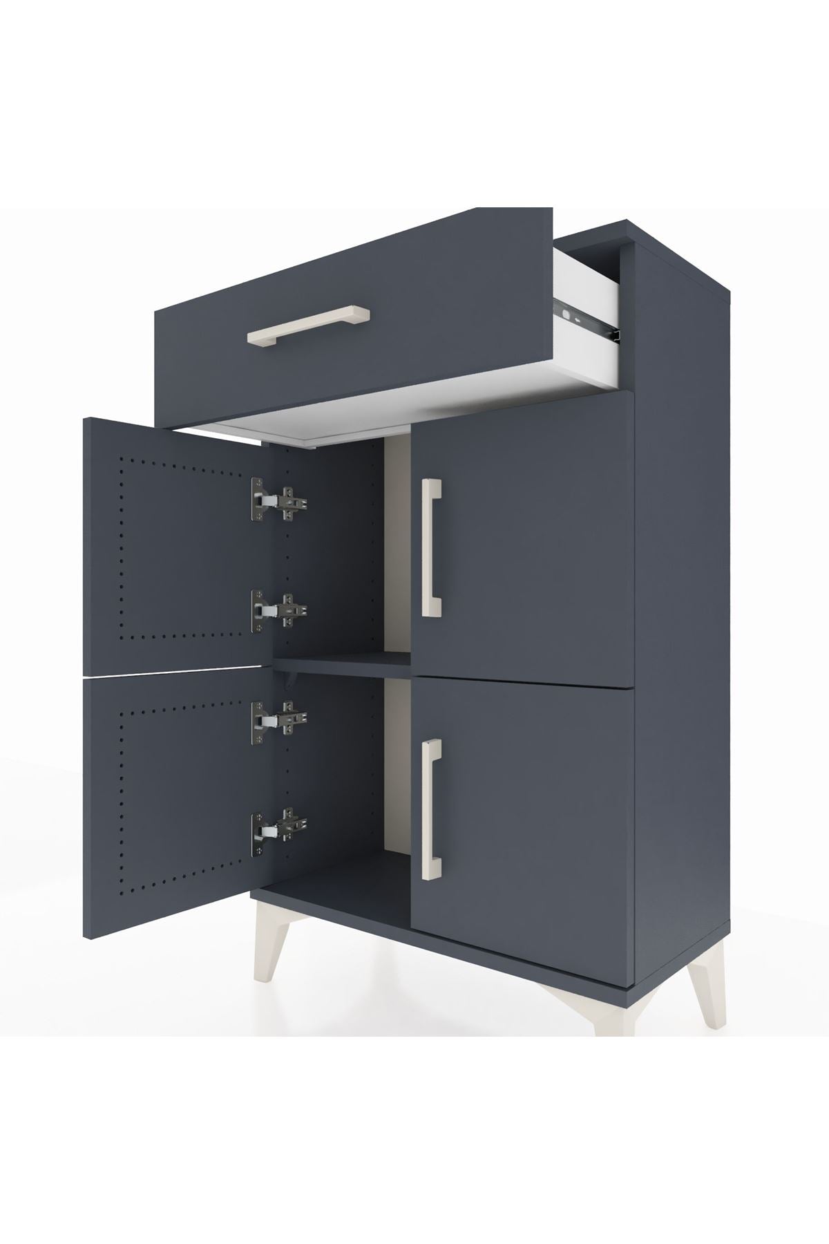 Arges Komodin Tek Raflı Tek Çekmeceli 4 Kapaklı 60x30x96 - S14M021V5A