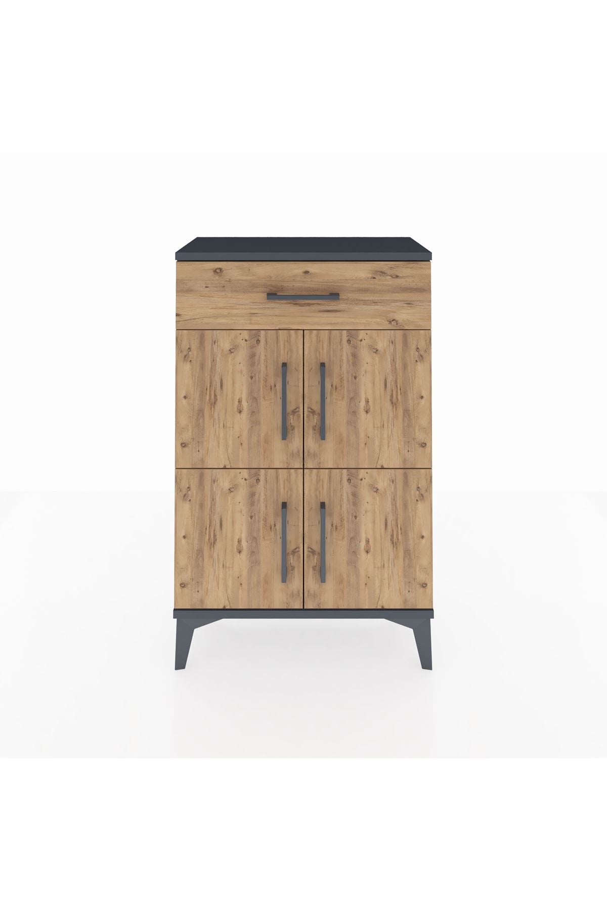 Arges Komodin Tek Raflı Tek Çekmeceli 4 Kapaklı 60x30x96 - S14M021V6A