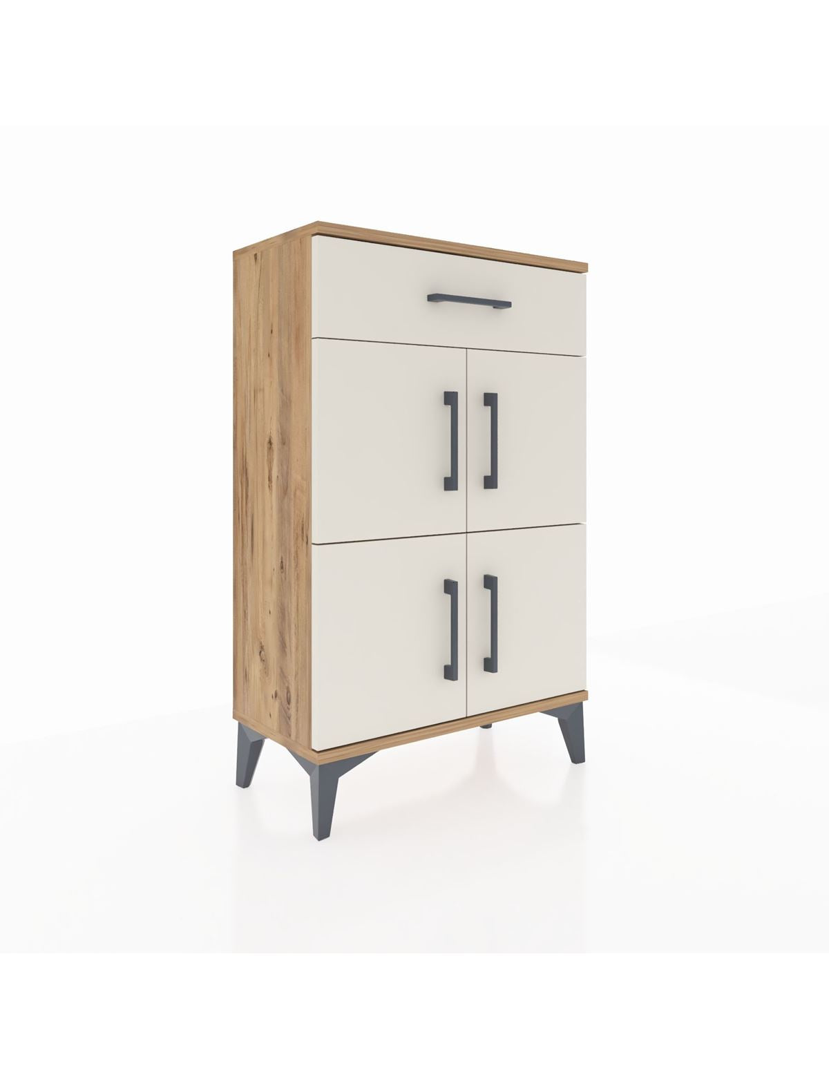 Arges Komodin Tek Raflı Tek Çekmeceli 4 Kapaklı 60x30x96 - S14M021V7A