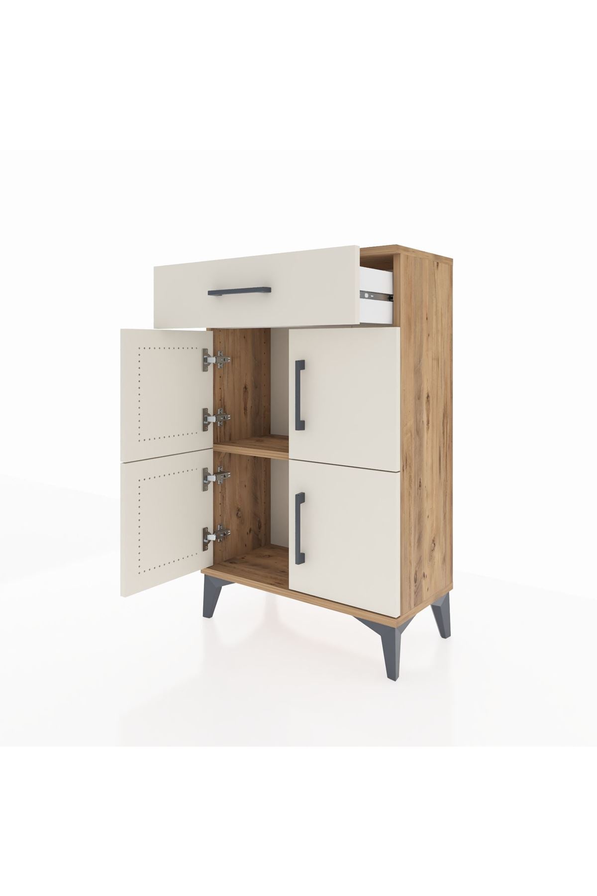 Arges Komodin Tek Raflı Tek Çekmeceli 4 Kapaklı 60x30x96 - S14M021V7A