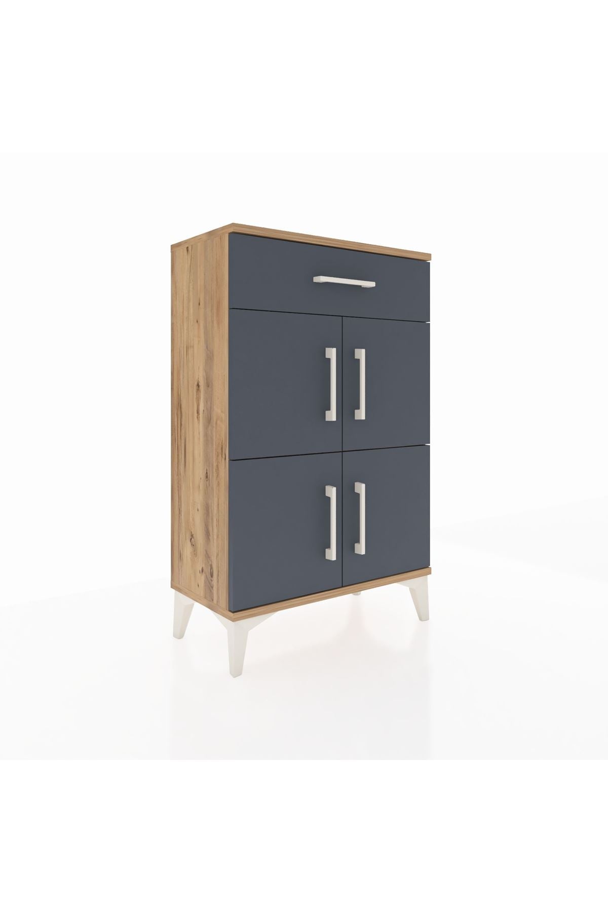 Arges Komodin Tek Raflı Tek Çekmeceli 4 Kapaklı 60x30x96 - S14M021V8A