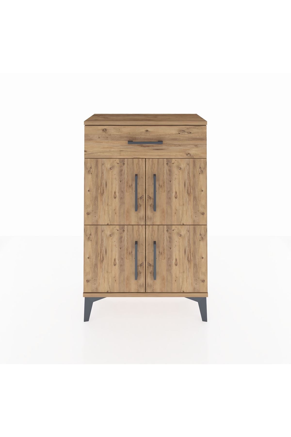 Arges Komodin Tek Raflı Tek Çekmeceli 4 Kapaklı 60x30x96 - S14M021V9A