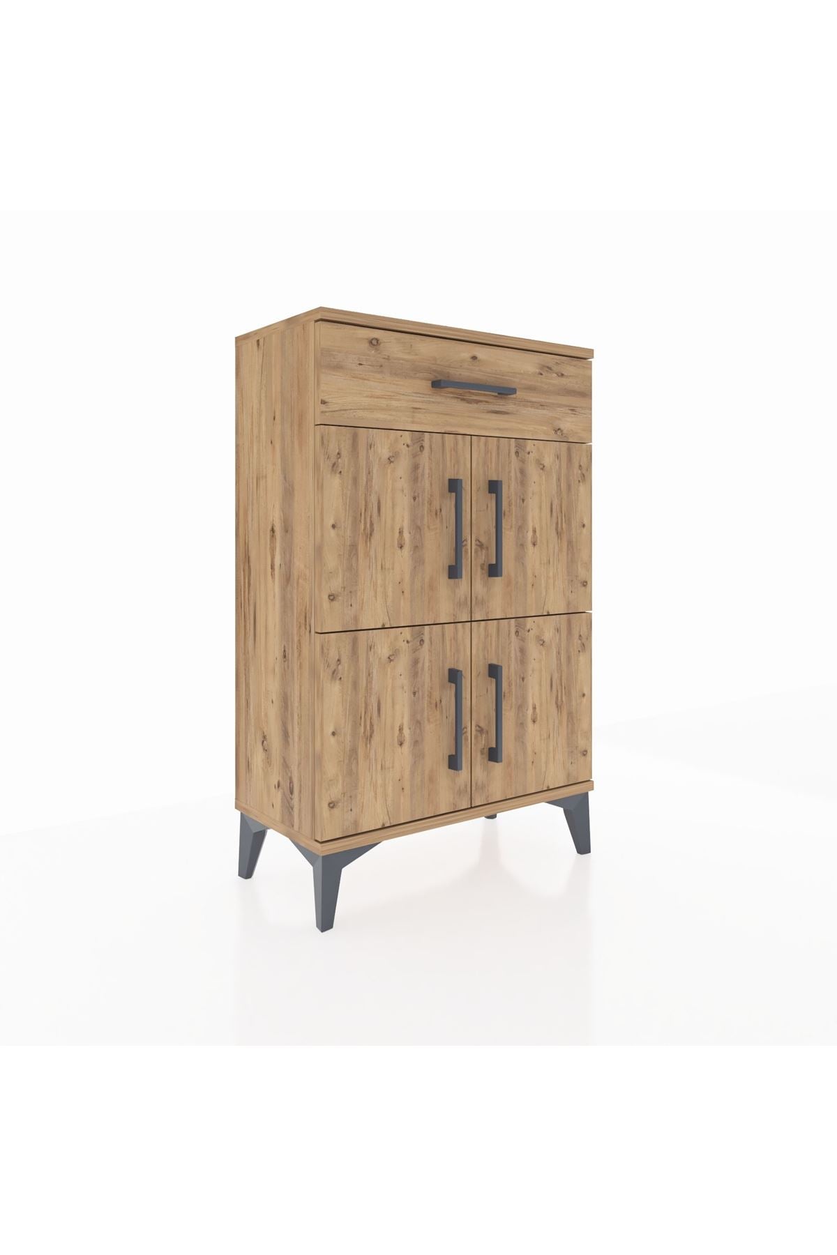 Arges Komodin Tek Raflı Tek Çekmeceli 4 Kapaklı 60x30x96 - S14M021V9A