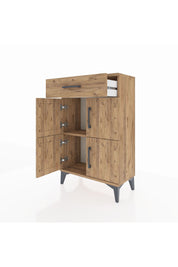 Arges Komodin Tek Raflı Tek Çekmeceli 4 Kapaklı 60x30x96 - S14M021V9A
