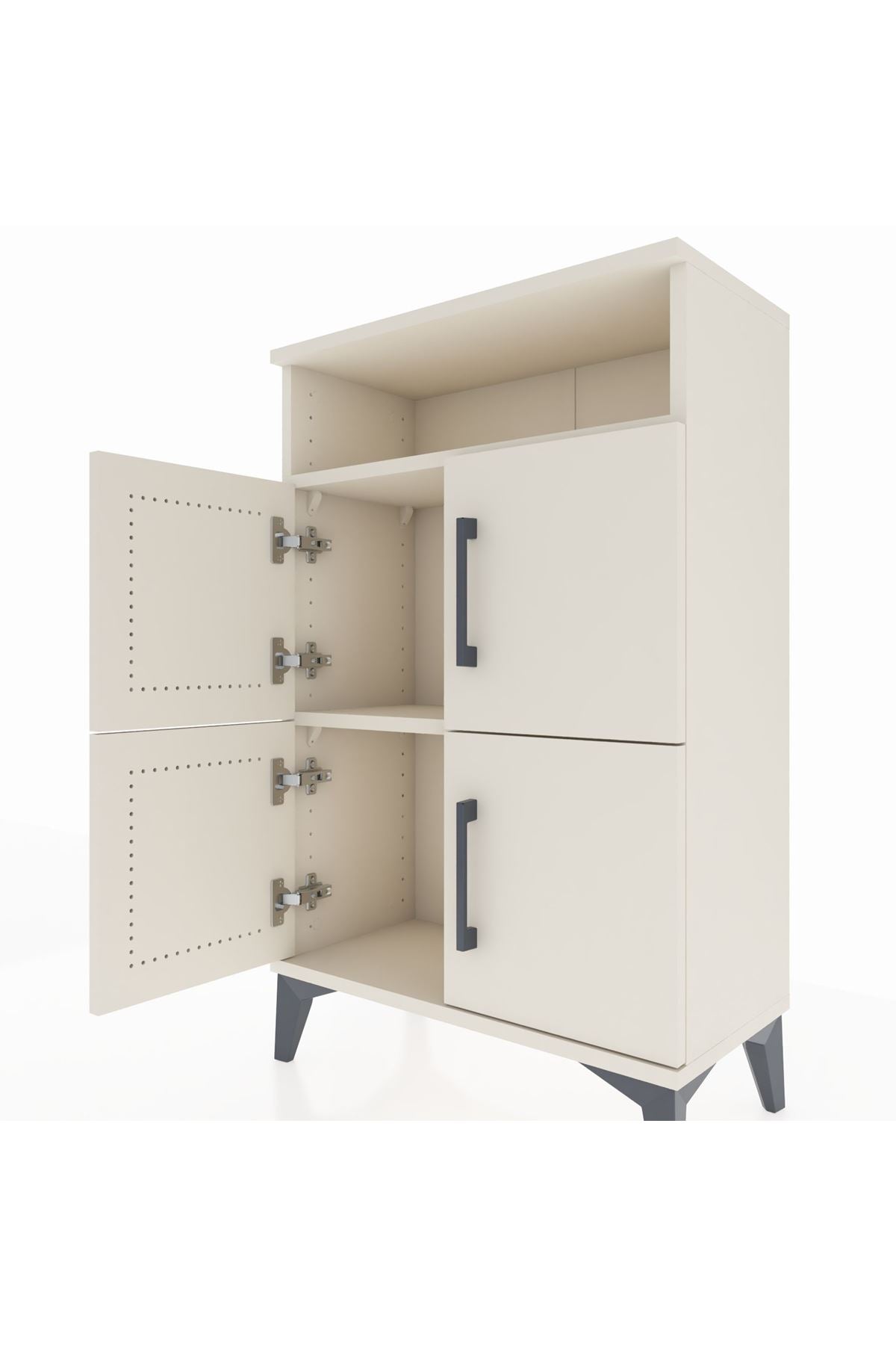 Arges Komodin Tek Raflı 4 Kapaklı 60x30x96 - S14M022V1A