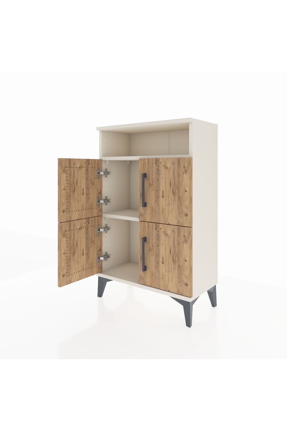 Arges Komodin Tek Raflı 4 Kapaklı 60x30x96 - S14M022V3A