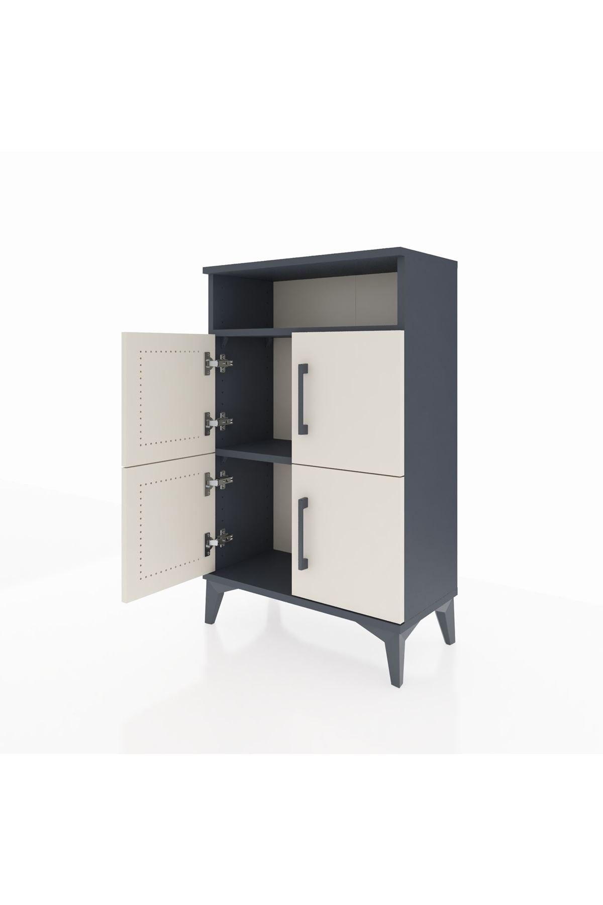 Arges Komodin Tek Raflı 4 Kapaklı 60x30x96 - S14M022V4A