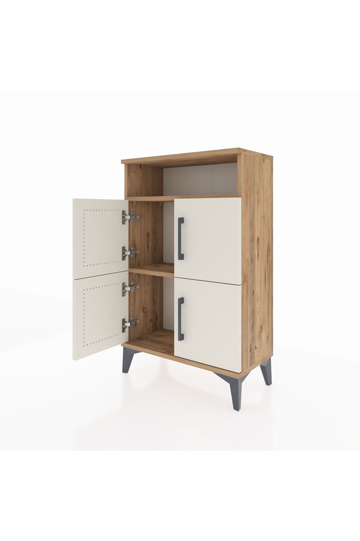 Arges Komodin Tek Raflı 4 Kapaklı 60x30x96 - S14M022V7A