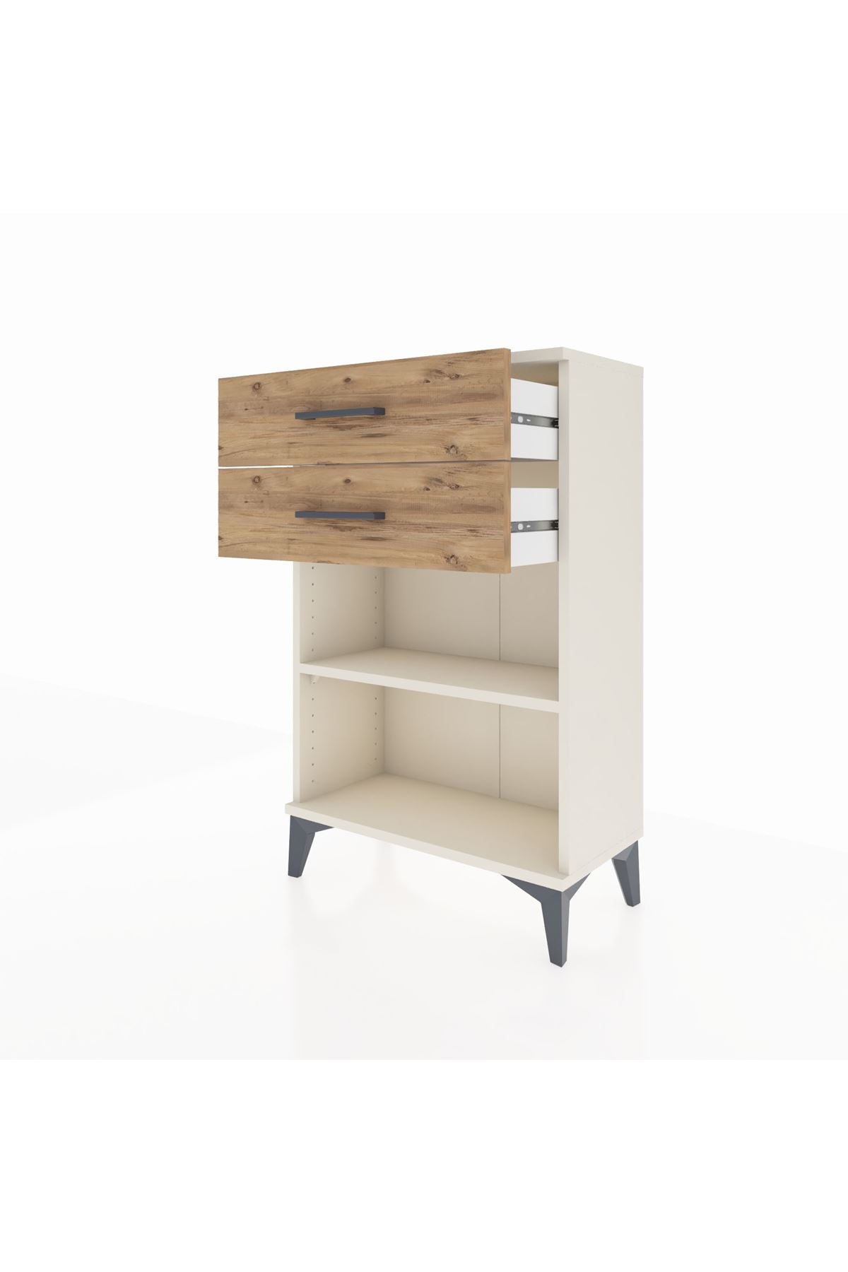 Arges Komodin Tek Raflı 2 Çekmeceli 60x30x96 - S14M003V3A