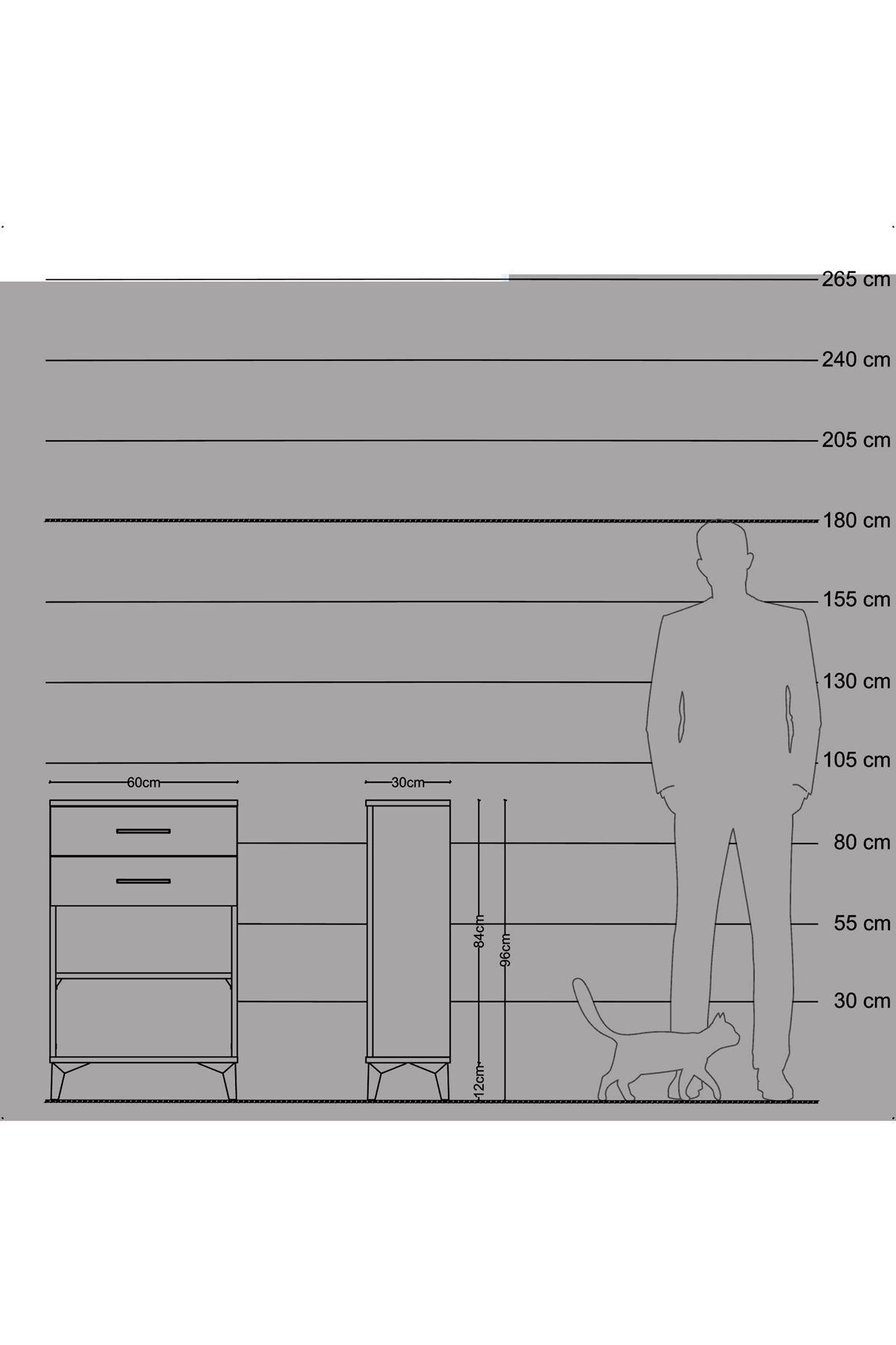 Arges Komodin Tek Raflı 2 Çekmeceli 60x30x96 - S14M003V5A