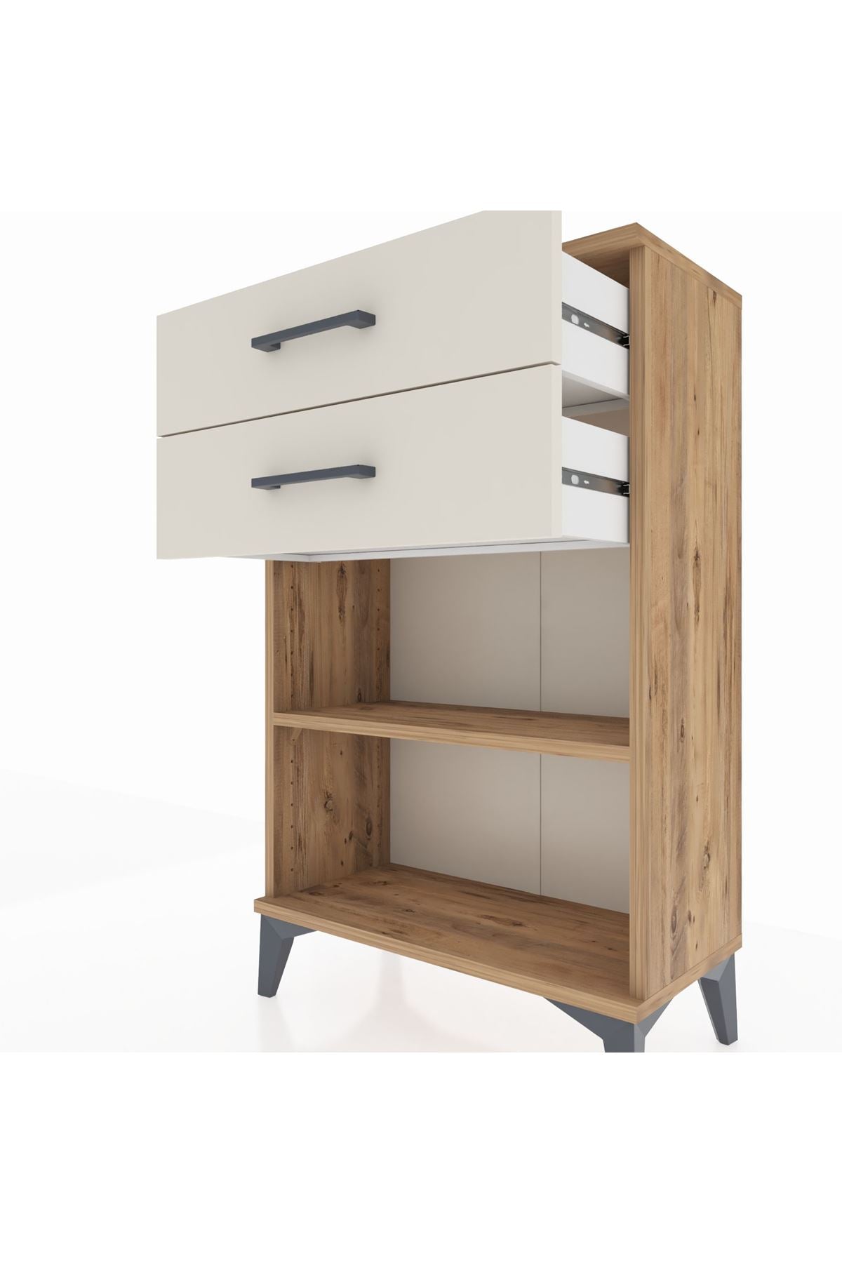 Arges Komodin Tek Raflı 2 Çekmeceli 60x30x96 - S14M003V7A