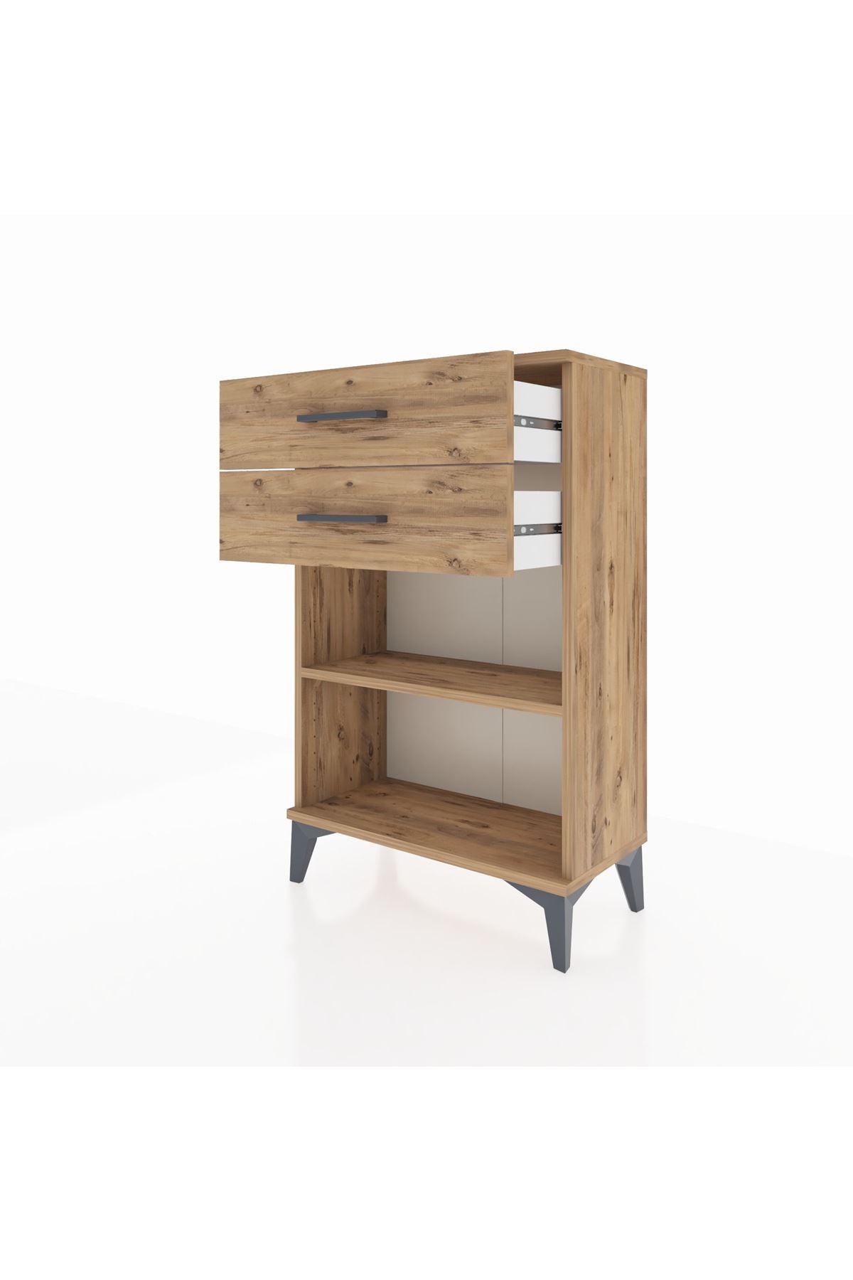Arges Komodin Tek Raflı 2 Çekmeceli 60x30x96 - S14M003V9A