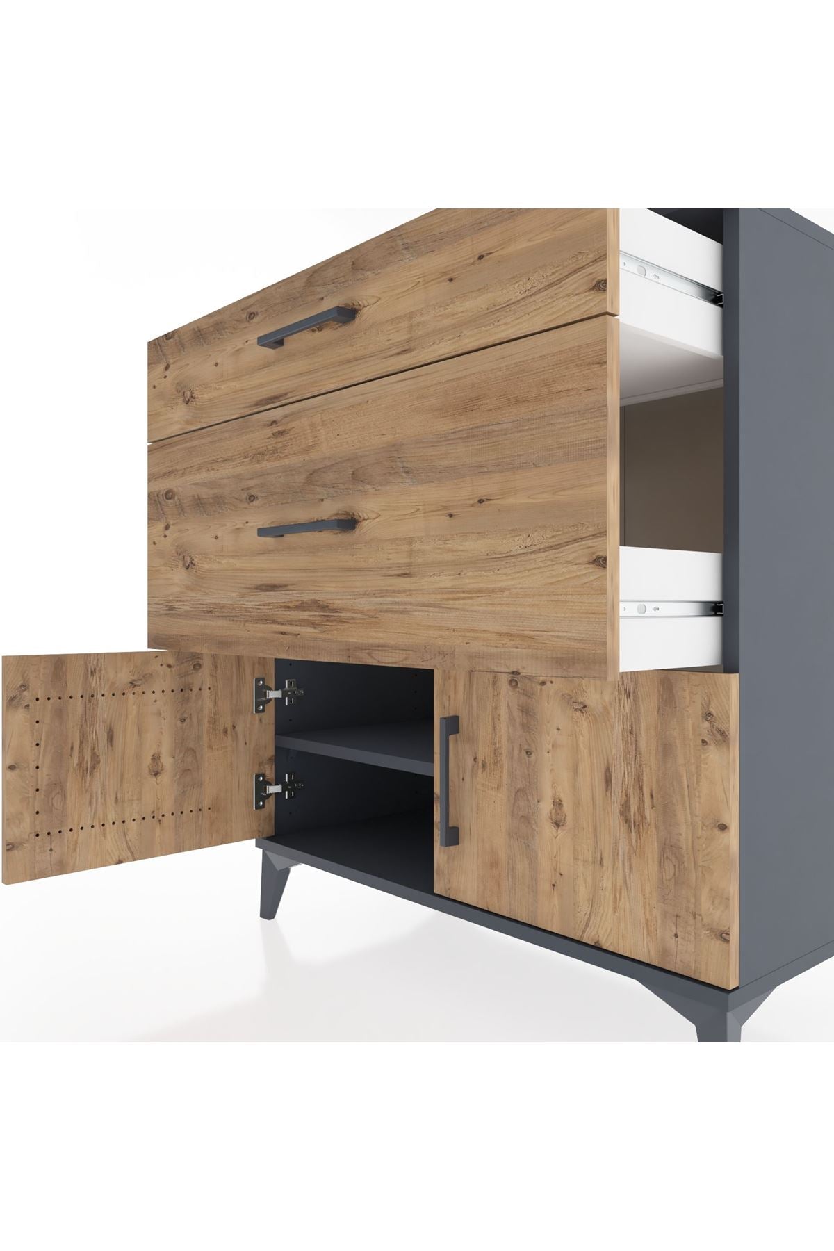 Hyperion Şifonyer Tek Raflı 2 Çekmeceli 2 Kapaklı 88x44x96 - S37M115V6B