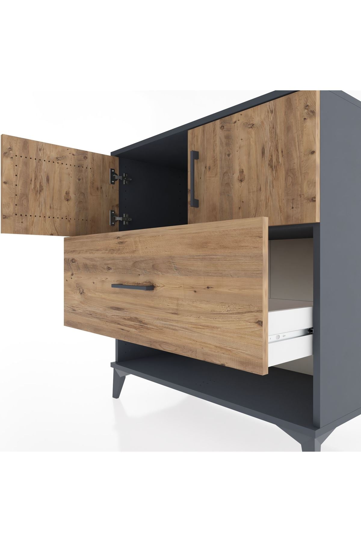Hyperion Şifonyer Tek Raflı Tek Çekmeceli 2 Kapaklı 88x44x96 - S37M120V6B
