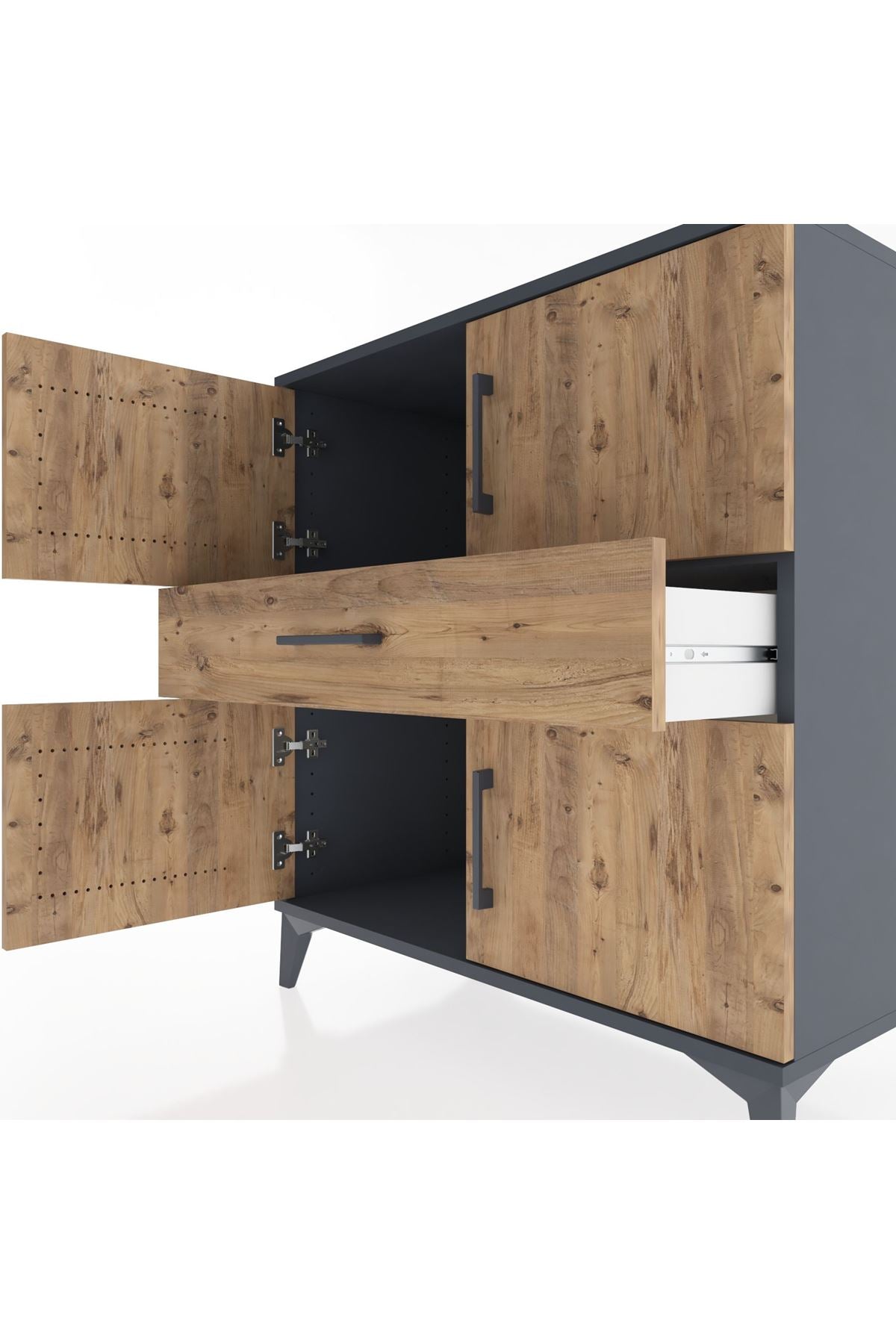 Hyperion Şifonyer Tek Raflı Tek Çekmeceli 4 Kapaklı 88x44x96 - S37M102V6B