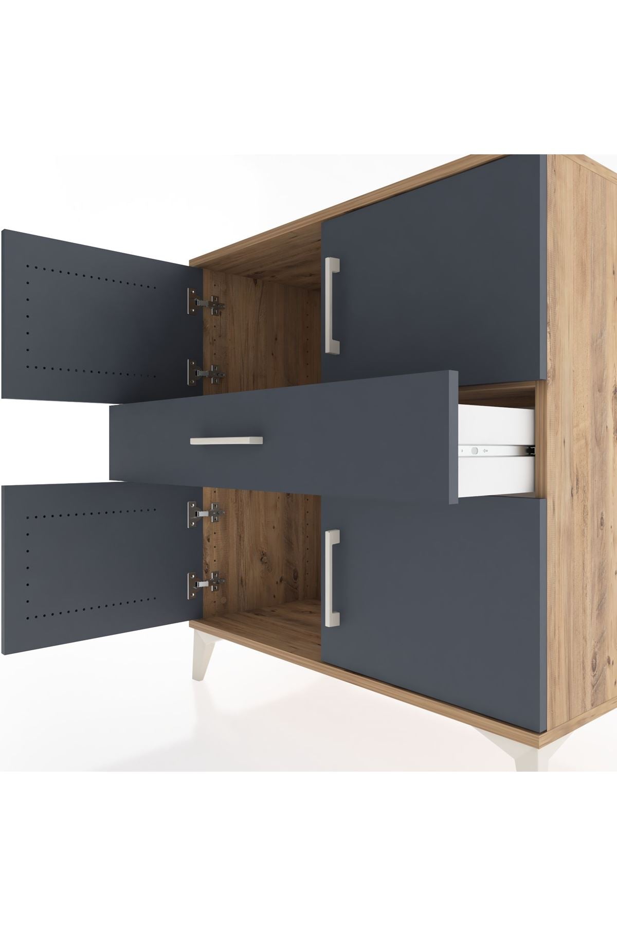 Hyperion Şifonyer Tek Raflı Tek Çekmeceli 4 Kapaklı 88x44x96 - S37M102V8B