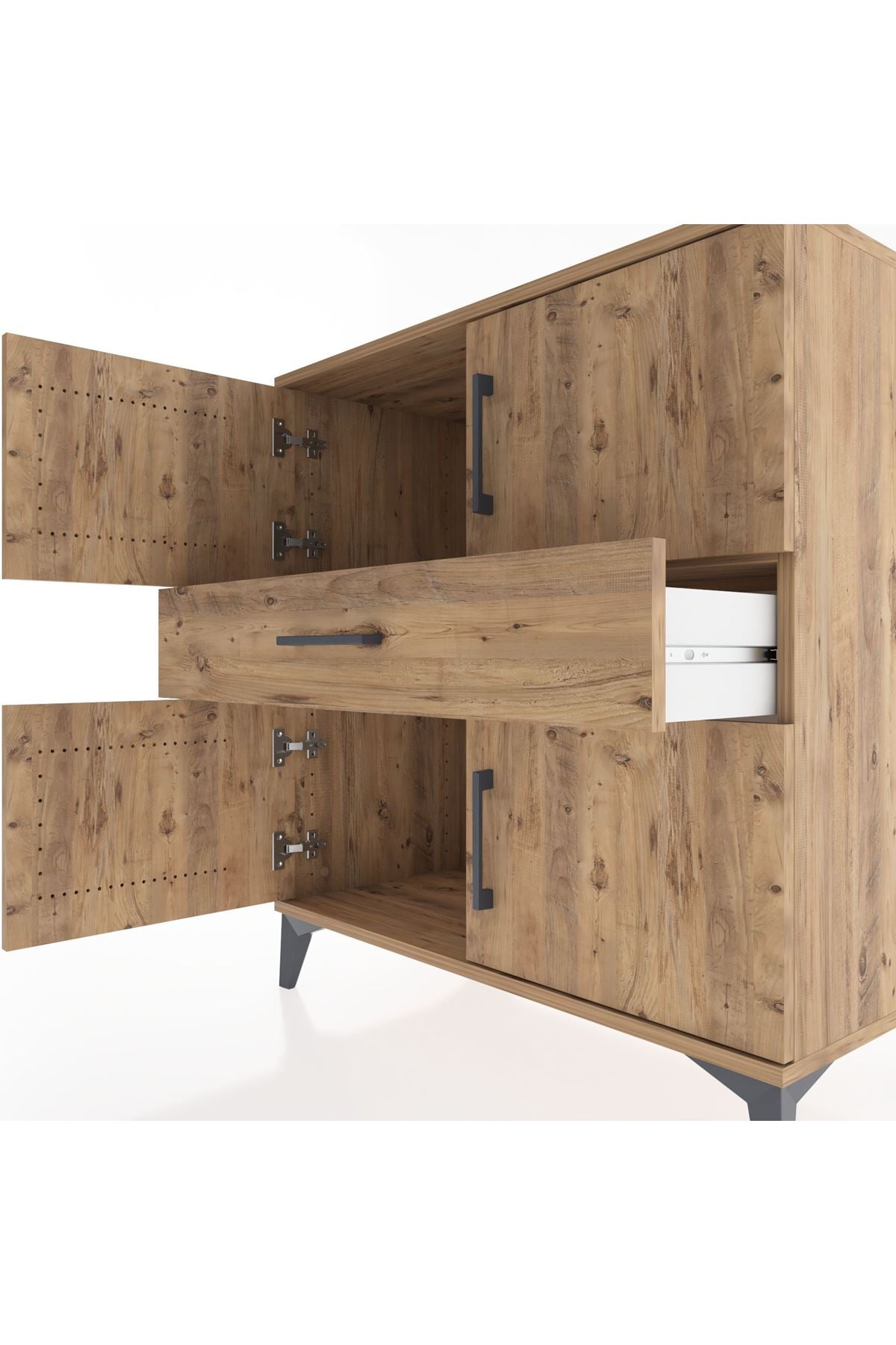 Hyperion Şifonyer Tek Raflı Tek Çekmeceli 4 Kapaklı 88x44x96 - S37M102V9B