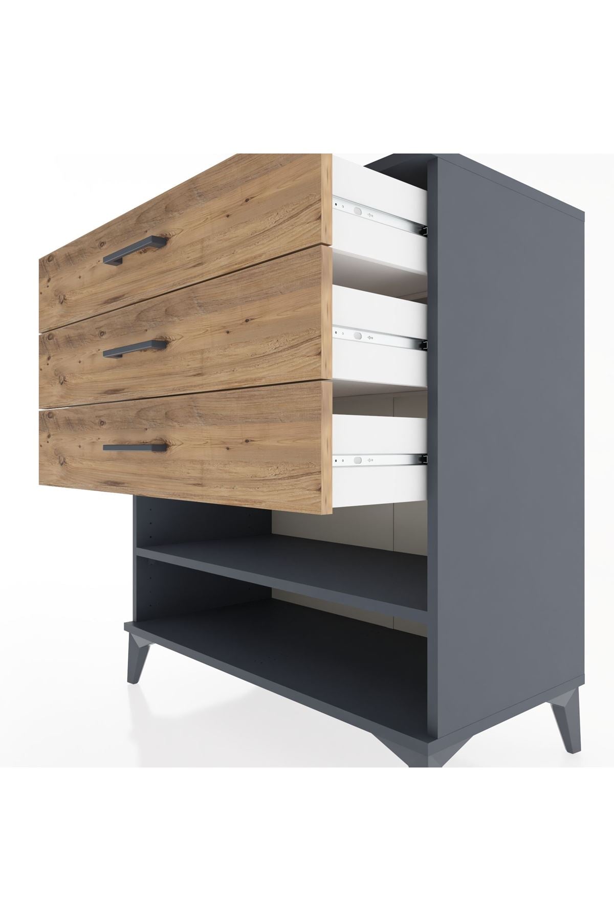 Hyperion Şifonyer Tek Raflı 3 Çekmeceli 88x44x96 - S37M012V6B